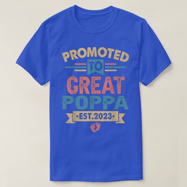 Mens Retro Promoted To Great Poppa Est 2023  T-Shirt (Design Front)