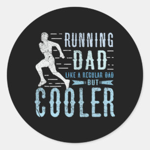 Mens Retro Running Dad Apparel Father's Day Birthd Classic Round Sticker