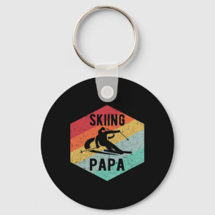 Mens Retro Skiing Papa 70's Skiers Ski Gift  Key Ring