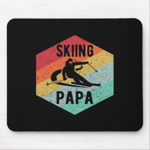 Mens Retro Skiing Papa 70's Skiers Ski Gift Mouse Mat
