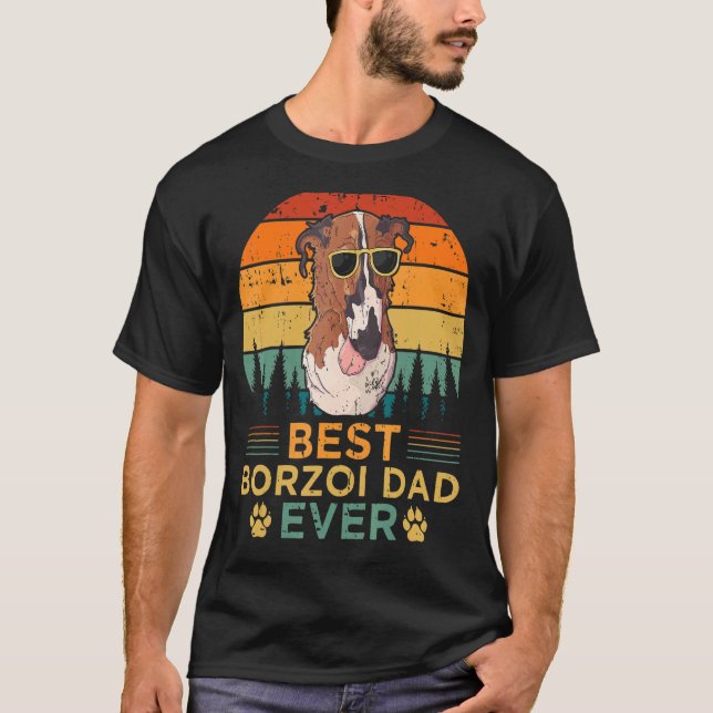 Mens Retro Style Best Borzoi Dad Ever Father's Day T-Shirt (Front)