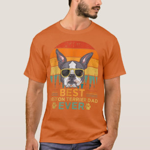 Mens Retro Style Best Boston Terrier Dad Ever Fath T-Shirt