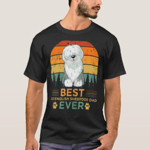Mens Retro Style Best English Sheepdog Dad Ever Fa T-Shirt