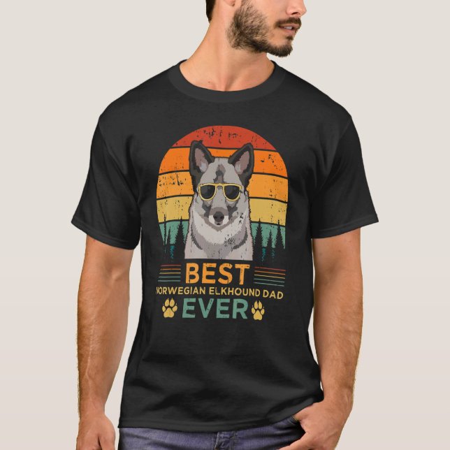 Mens Retro Style Best Norwegian Elkhound Dad Ever  T-Shirt (Front)