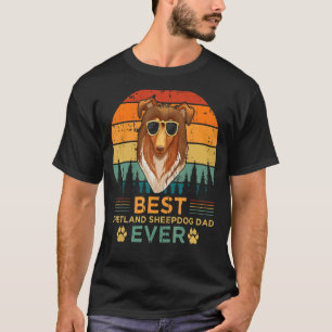 Mens Retro Style Best Shetland Sheepdog Dad Ever F T-Shirt
