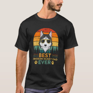 Mens Retro Style Best Siberian Husky Dad Ever Fath T-Shirt