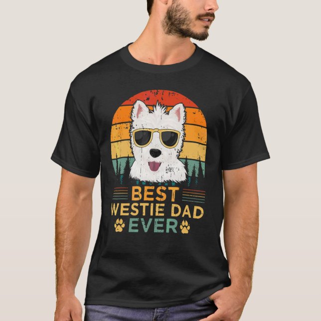 Mens Retro Style Best Westie Dad Ever Father's Day T-Shirt (Front)