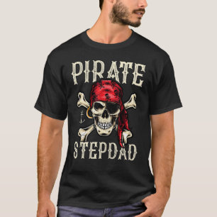 Mens Retro Style Skull Skeleton Pirate Stepdad Fat T-Shirt