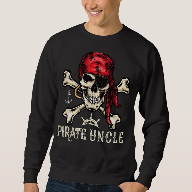 Mens Retro Style Skull Skeleton Pirate Uncle Fathe Sweatshirt (Front)