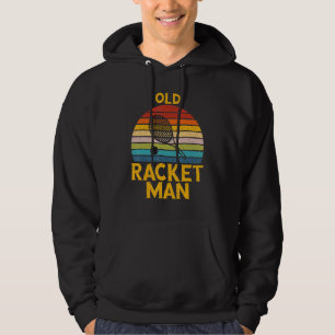 Mens Retro Tennis Lover Old Racket man Tennis Play Hoodie