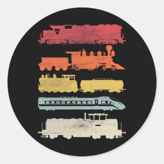 Mens Retro Trains Lovers Vintage Railroad Train Ch Classic Round Sticker