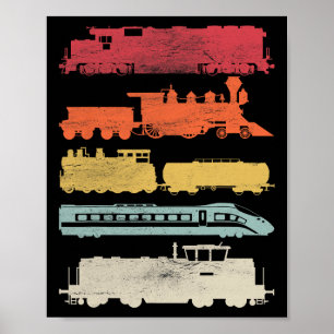 Mens Retro Trains Lovers Vintage Railroad Train Ch Poster
