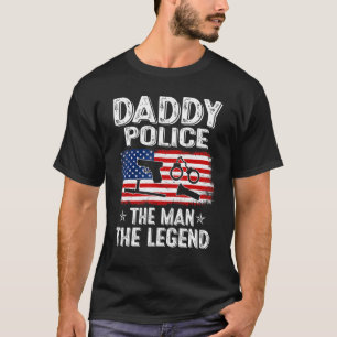 Mens Retro Us Flag Father's Day Daddy Police The L T-Shirt