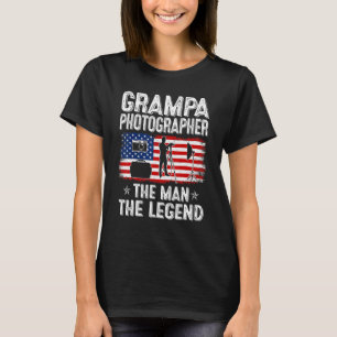 Mens Retro Us Flag Father's Day Grampa Photographe T-Shirt