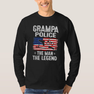 Mens Retro Us Flag Father's Day Grampa Police The T-Shirt