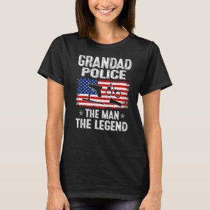 Mens Retro Us Flag Father's Day Grandad Police The T-Shirt