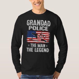 Mens Retro Us Flag Father's Day Grandad Police The T-Shirt