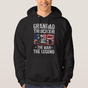 Mens Retro Us Flag Father's Day Grandad Trucker Th Hoodie