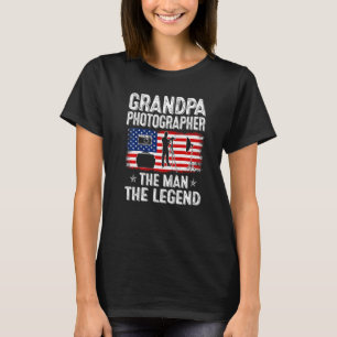 Mens Retro Us Flag Father's Day Grandpa Photograph T-Shirt