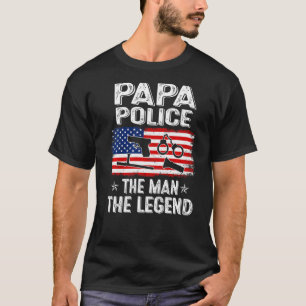 Mens Retro Us Flag Father's Day Papa Police The Le T-Shirt