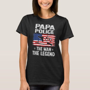 Mens Retro Us Flag Father's Day Papa Police The Le T-Shirt