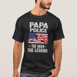 Mens Retro Us Flag Father's Day Papa Police The Le T-Shirt