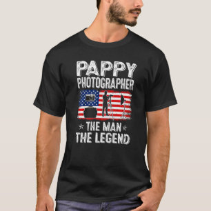 Mens Retro Us Flag Father's Day Pappy Photographer T-Shirt