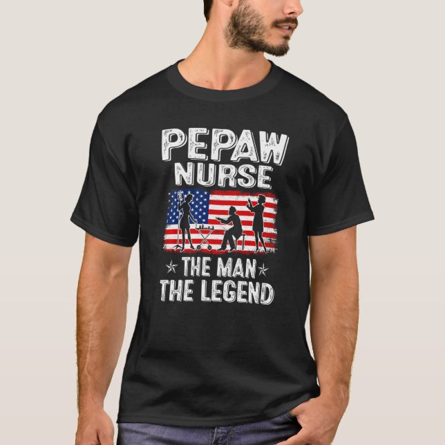 Mens Retro Us Flag Father's Day Pepaw Nurse The Le T-Shirt (Front)