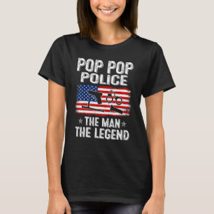 Mens Retro Us Flag Father's Day Pop Pop Police The T-Shirt
