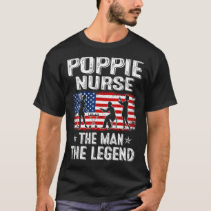 Mens Retro Us Flag Father's Day Poppie Nurse The L T-Shirt