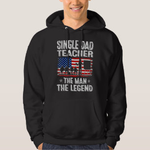 Mens Retro Us Flag Father's Day Single Dad Teacher Hoodie