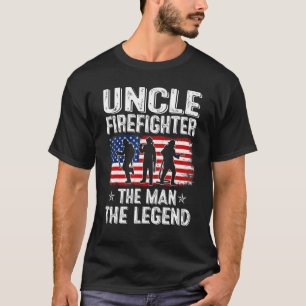 Mens Retro Us Flag Father's Day Uncle Firefighter T-Shirt