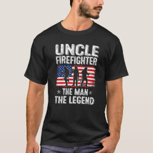 Mens Retro Us Flag Father's Day Uncle Firefighter T-Shirt