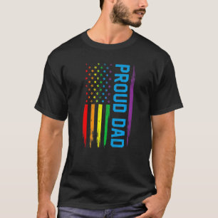Mens Retro Vintage American Flag Proud Dad Lgbt Le T-Shirt