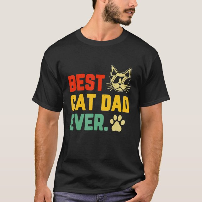 Mens Retro Vintage Best Cat Dad Ever Cat Daddy Fat T-Shirt (Front)
