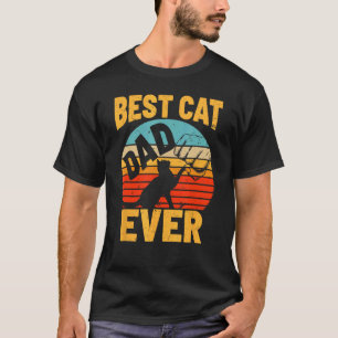 Mens  Retro Vintage Best Cat Dad Ever Fist Bump Fa T-Shirt