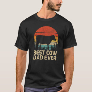 Mens Retro Vintage Best Cow Dad Ever Father's Day T-Shirt