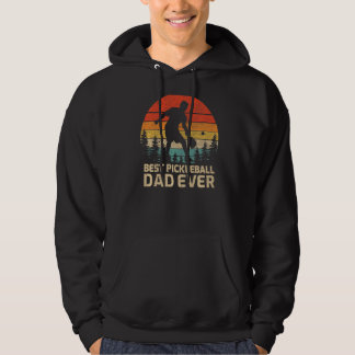Mens Retro Vintage Best Pickleball Dad Ever Father Hoodie