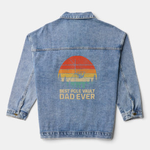 Mens Retro Vintage Best Pole Vault Dad Ever Father Denim Jacket