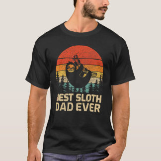 Mens Retro Vintage Best Sloth Dad Ever Father's Da T-Shirt