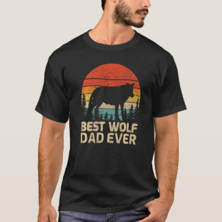 Mens Retro Vintage Best Wolf Dad Ever Father's Day T-Shirt