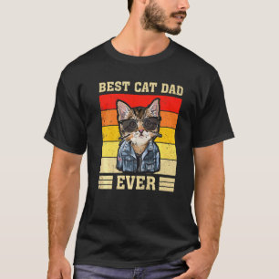 Mens Retro Vintage Cat Best Cat Dad Ever Fathers D T-Shirt