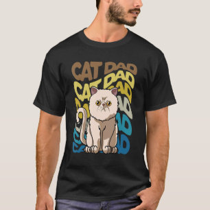 Mens Retro Vintage Cat Exotic Shorthair Cat Dad D T-Shirt