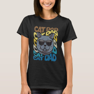Mens Retro Vintage Cool British Shorthair Cat Dad T-Shirt