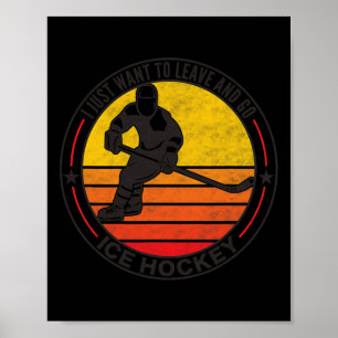 Mens Retro Vintage Ice Hockey Funny Hockey Player  Poster