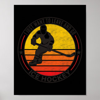 Mens Retro Vintage Ice Hockey Funny Hockey Player Poster