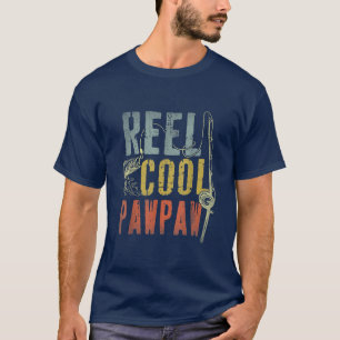 Mens Retro Vintage Reel Cool Pawpaw Fishing Father T-Shirt