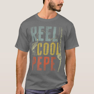 Mens Retro Vintage Reel Cool Pepe Fishing Father's T-Shirt