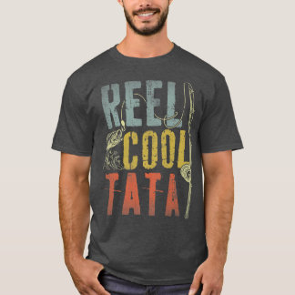 Mens Retro Vintage Reel Cool Tata Fishing Fathers  T-Shirt