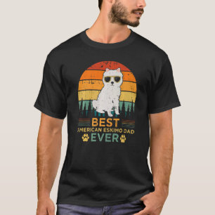 Mens Retro Vintage Sunset Best American Eskimo Dad T-Shirt
